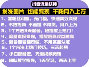 抖音发图就能赚钱！价值1299元的实操文档，全是干货