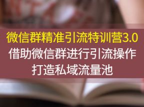  微信群精准引流特训营3.0，借助微信群进行引流操作，打造私域流量池