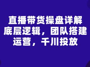 直播带货操盘详解：底层逻辑，团队搭建，运营，千川投放