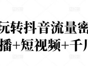 玩转抖音流量变现密码，直播运营技巧、电商主播成长记(直播+短视频+千川)