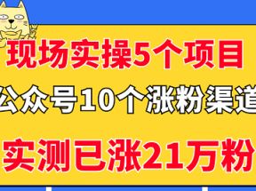 现场实操5个公众号项目，10个涨粉渠道，实测已涨21万粉！（无水印）