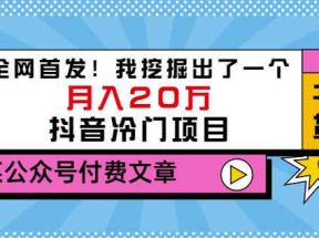 某公众号付费文章：全网首发！我挖掘出了一个月入20万的抖音冷门项目