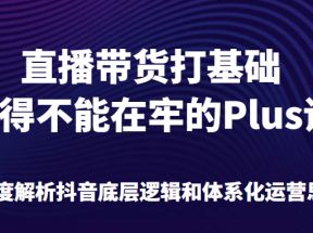 直播带货打基础打得不能在牢的Plus课，深度解析抖音底层逻辑和体系化运营思路