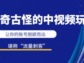 稀奇古怪的中视频玩法，让你的账号脱颖而出，堪称“流量刺客”（图文+视频)