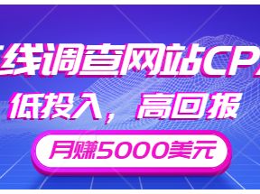 最新在线调查网站CPA项目，低投入，高回报月赚5000美元【视频教程】