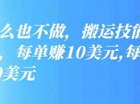 什么也不做，搬运技能赚差价，每单赚10美元,每天净赚60美元