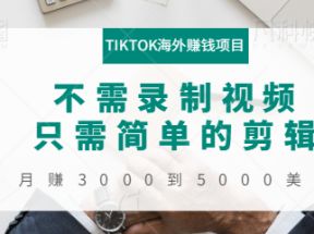 TIKTOK海外赚钱项目：不需录制视频，只需简单的剪辑，月赚3000到5000美元