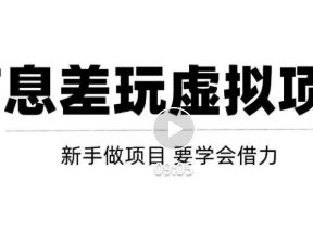 借助信息差操作虚拟项目，互联网大佬都在用（年入百万）！【视频教程】