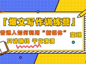 爆文写作训练营，普通人如何利用新媒体变现，只讲赚钱干货