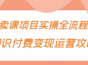 知识付费项目变现运营攻略，卖课项目实操全流程（价值299元） 