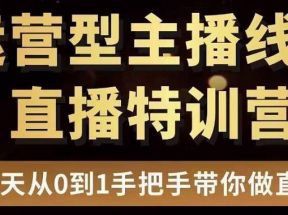 直播电商运营型主播特训营，0基础15天手把手带你做直播带货