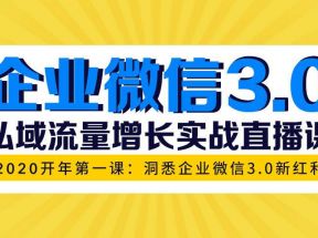 企业微信3.0，私域流量增长实战直播课：洞悉企业微信3.0新红利