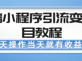 微信小程序引流变现项目教程，当天操作当天就有收益，变现不再是难事