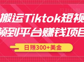 搬运Tiktok短视频到平台赚钱项目，新手可操作，日赚300美金