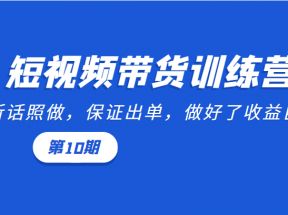 短视频带货训练营：听话照做，保证出单，做好了收益巨大（第10期）