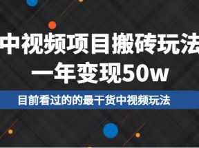 中视频项目搬砖玩法，一年变现50w，目前看过的的最干货中视频玩法