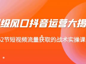 超级风口抖音运营大揭秘，52节短视频流量获取的战术实操课