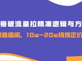 新号破流量拉精准逻辑与方法，引爆直播间，10w-20w场观正价玩法 