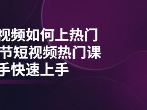 短视频如何上热门，突破播放量卡在500的限制，新手快速上手（28节课）