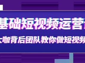 0基础短视频运营课：大咖背后团队教你做短视频（28节课时）