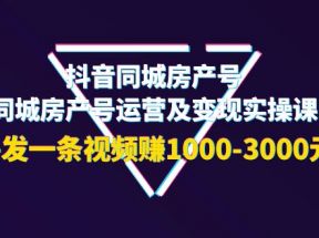 抖音同城房产号，同城房产号运营及变现实操课，每发一条视频赚1000-3000元