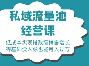  16堂私域流量池经营课：低成本实现指数级销售增长，零基础没人脉也能月入过万