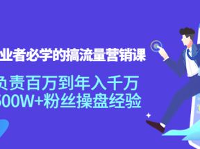 创业者必学的搞流量营销课：负责百万到年入千万，500W+粉丝操盘经验