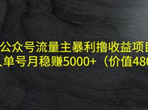 公众号流量主暴利撸收益项目，单人单号月稳赚5000+（价值480元）