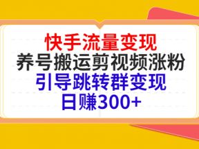 快手流量变现，养号搬运剪视频涨粉，引导跳转群变现日赚300+