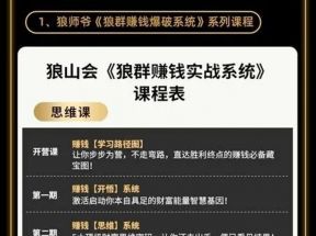 2021狼山会狼群赚钱实战系统：让你步步为营，直达胜利终点的赚钱必备