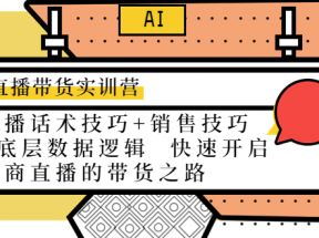 直播带货实训营：话术技巧+销售技巧+底层数据逻辑 快速开启直播带货之路