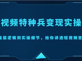 短视频特种兵变现实操营，从底层逻辑到实操细节，给你讲透短视频变现（价值2499元）