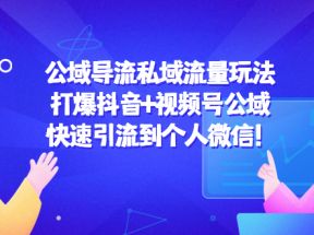 公域导流私域流量玩法：打爆抖音+视频号公域，快速引流到个人微信！