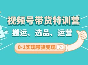 视频号带货特训营(第3期)：搬运、选品、运营、0-1实现带货变现