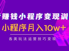 抖音赚钱小程序变现训练营：小程序月入10w+各类玩法运营技巧变现