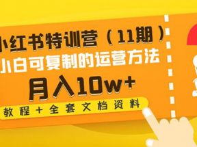 小红书特训营（11期）小白可复制的运营方法-月入10w+（教程+全套文档资料)