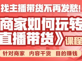 《手把手教你如何玩转直播带货》针对商家 内容干货 目的赚钱