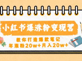 小红书爆涨粉变现营（第五期）教你打造爆款笔记，年涨粉20w+月入20w+