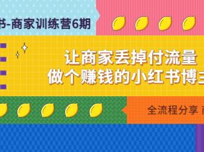 小红书-商家训练营12期：让商家丢掉付流量，做个赚钱的小红书博主