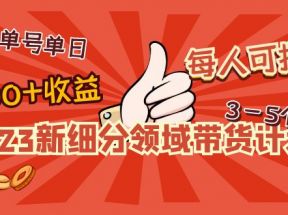 新细分领域带货计划：单号单日1000+收益不难，每人可操作3-5个账号