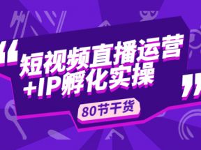 短视频直播运营+IP孵化实战：80节干货实操分享