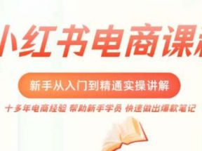 小红书电商新手入门到精通实操课，从入门到精通做爆款笔记，开店运营