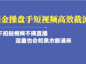 掘金操盘手高效截流术单人·月撸2万＋当天上手 快速变现 操作简单