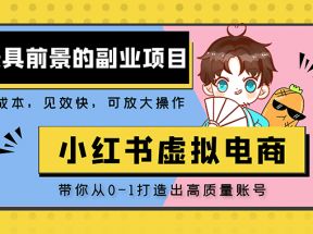 小红书蓝海大市场虚拟电商项目，手把手带你打造出日赚2000+高质量红薯账号