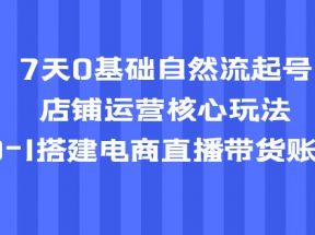 7天0基础自然流起号，店铺运营核心玩法，0-1搭建电商直播带货账号