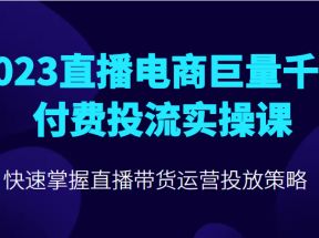 直播电商巨量千川付费投流实操课，快速掌握直播带货运营投放策略