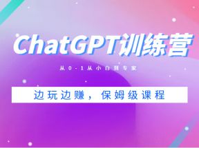 ChatGPT训练营，从0-1从小白到专家，边玩边赚，保姆级课程（视频+文档）