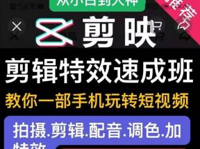 剪映剪辑特效速成班：教你一部手机玩转短视频，提供上千款特效素材