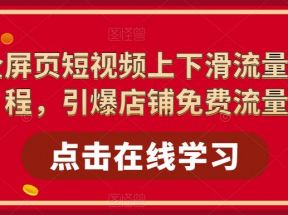 淘系-全屏页短视频上下滑流量实操课程，引爆店铺免费流量（87节视频课）