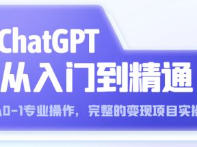 ChatGPT从入门到精通 从0-1专业操作，完整的变现项目实操（视频+文档）